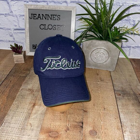 Titleist New Era Golf Hat Ball Cap Navy Blue Green Adjustable Embroidered - Picture 1 of 7